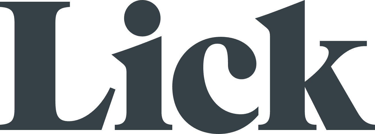 Lick serif wordmark in dark teal