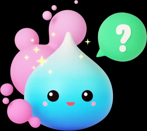 Brief image: The Huh mascot, a droplet with a question
