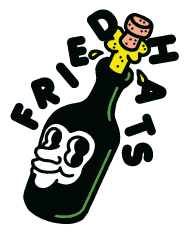 Brief image: A FRIEDHATS bottle-character sticker