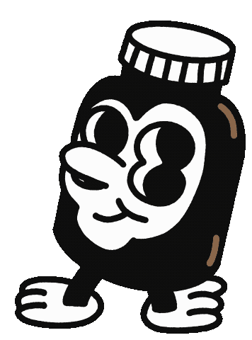 Friedhats brand image: The jar character with gloved feet