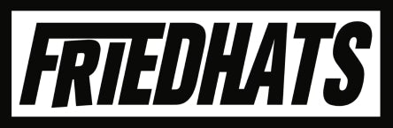 Friedhats’ boxed FRIEDHATS wordmark, from the brand.