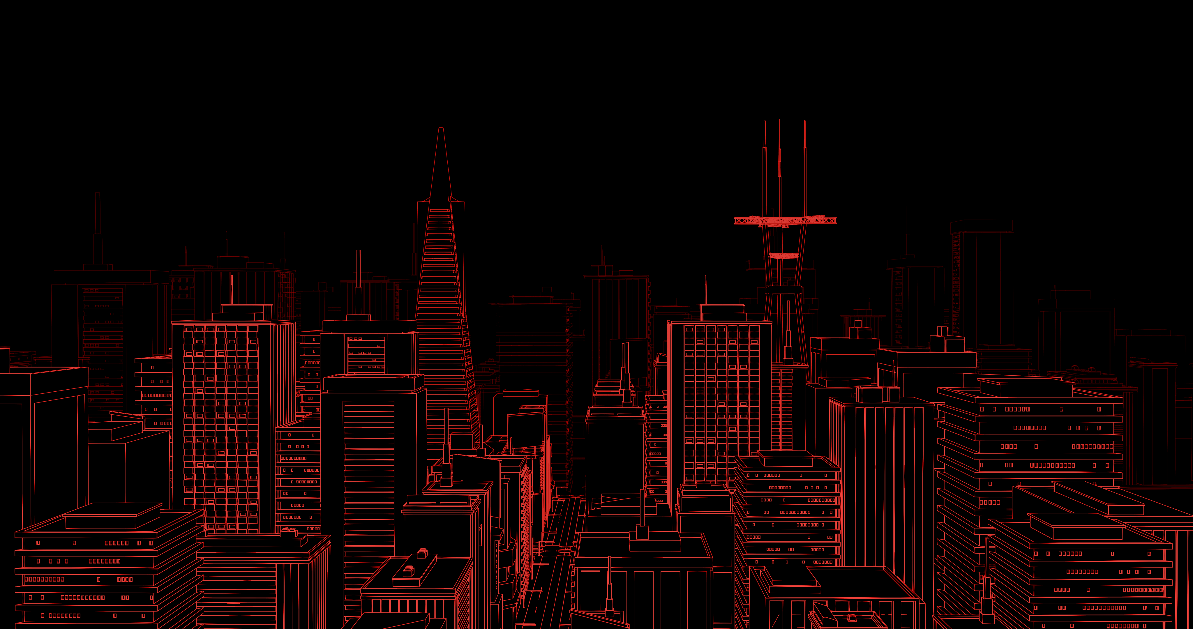 Sazabi’s red wireframe skyline