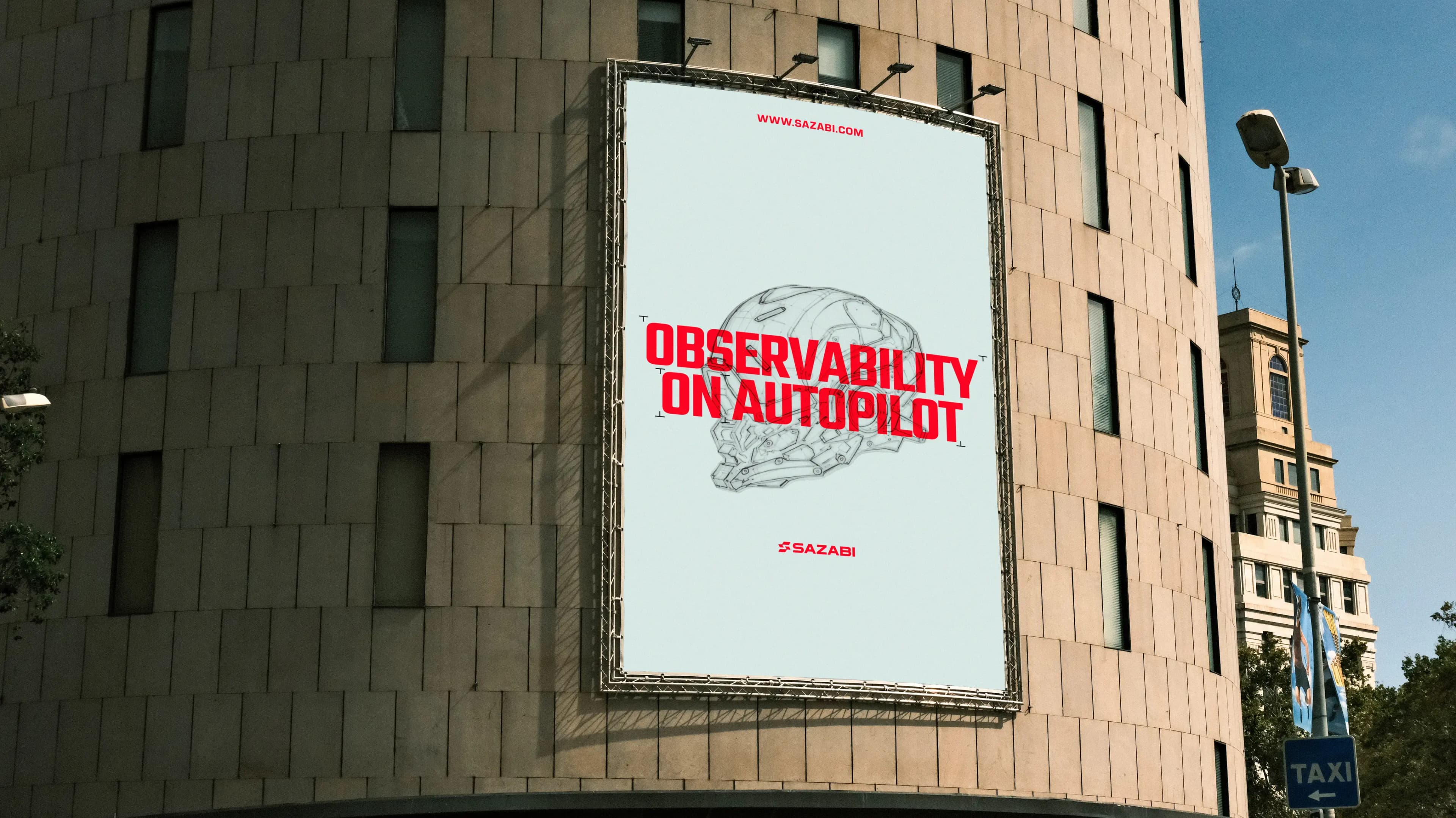 Sazabi’s Observability on autopilot billboard