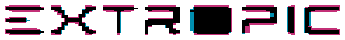 The aligned logos overlaid: matching parts are black, brand-only parts are blue, and artwork-only parts are pink.