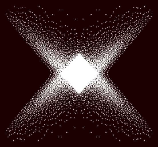 The footer mark in the final round: the white stippled diamond and its four dotted wings.