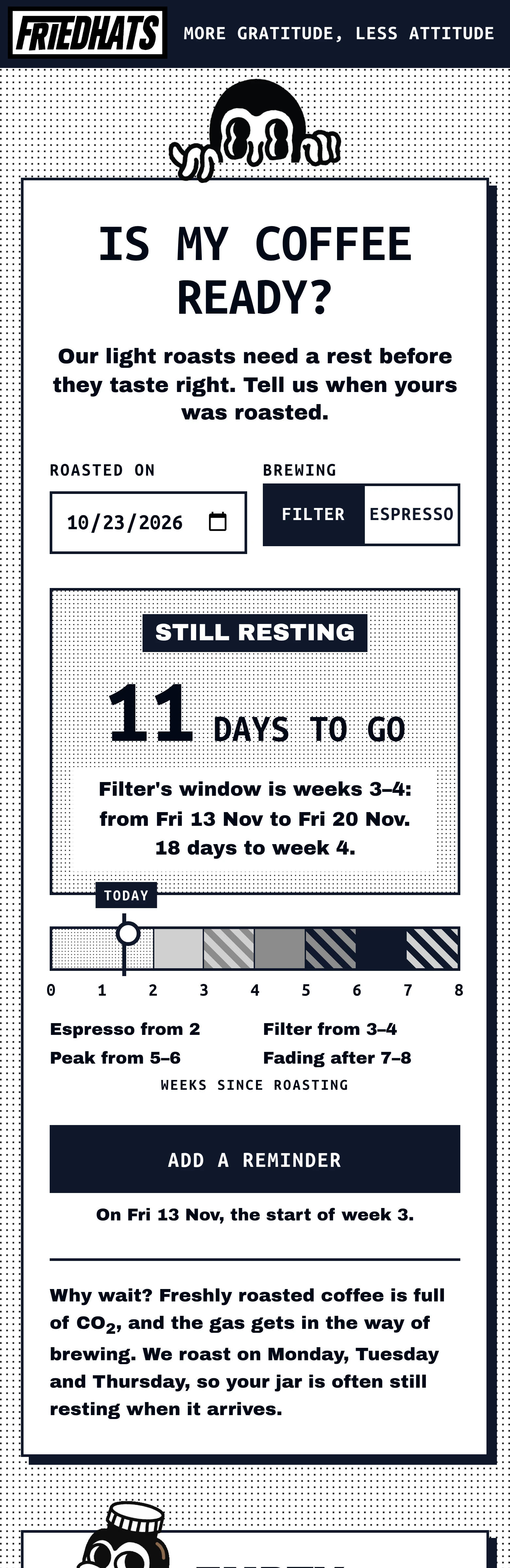Still resting, the state label.