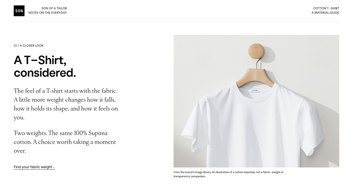 Two weights. The same 100% Supima cotton. A choice worth taking a moment over.